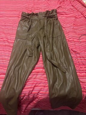 Olive Leather Pants